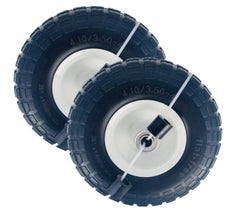 Qty 2 -  10”  Flat Free Tire 4.10/3.50-4", (918) Hand Truck, All-Purpose Utility Tire on Wheel Assembly for Air Compressors, Hand Trucks, All Purpose